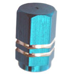 picture of article valve cap, hexagon, blue