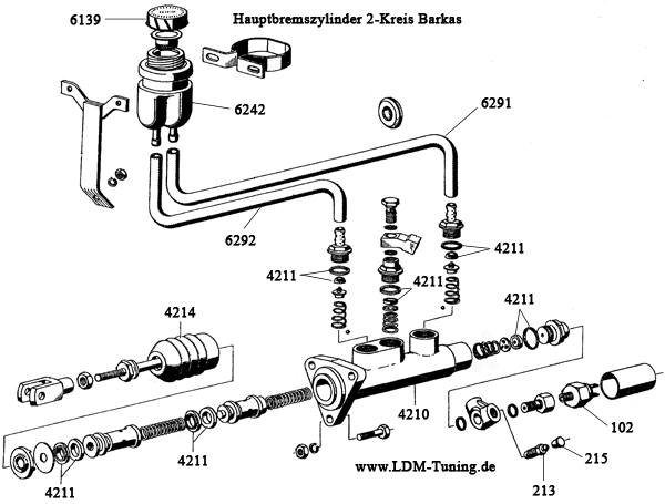 Pipe master brake cylinder - plastic reservoir is number 6291