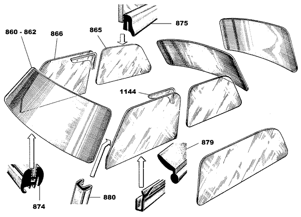 Rubber-section for rear pane is number 874