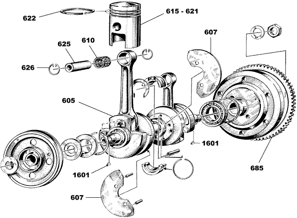 Needle bearing for connection rod / piston pin is number 610