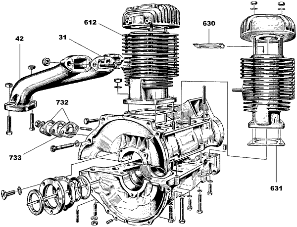Zylinder und Kolben vollständig (1 Paar) entspricht Teil Nr. 612