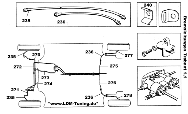 Rear centre brake line ( right hand ) is number 275