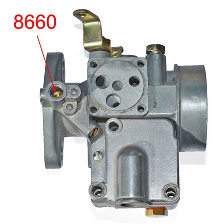 Picture: Mounted Slide jet carburettor HB 3- and HB 4- for example at the carburettor typ BVF 28HB 3-1. The picture only dispaly the mounting position. All other parts except the slide jet itself are not part of this offer!
