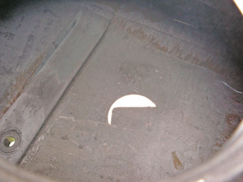 Inner side of fuel tank after chemical derusting with FEDOX