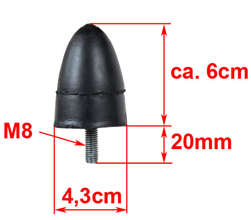 Gummipuffer mit Gewinde in Anhänger