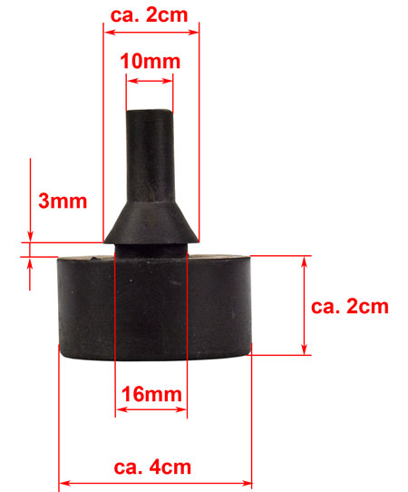 Technical picture with massurments of the Rubber spring for end stop