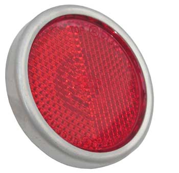 picture of article Reflector round, red (catseye) for rear bumper, metal ring