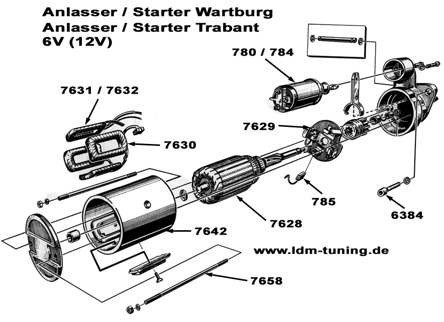 Zugmagnet für Anlasser 12V in Trabant 601 > Ersatzteile > Elektrik