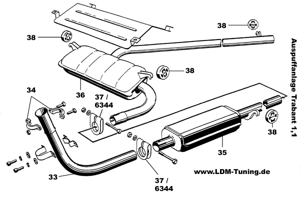 Clamp exhaust manifold - input pipe is number 34