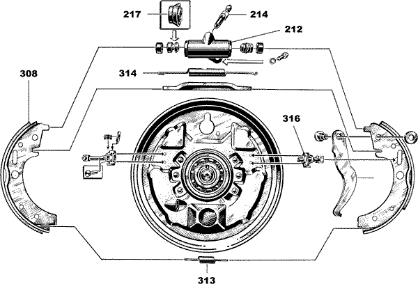 Sliding element, complete, rear brake is number 316