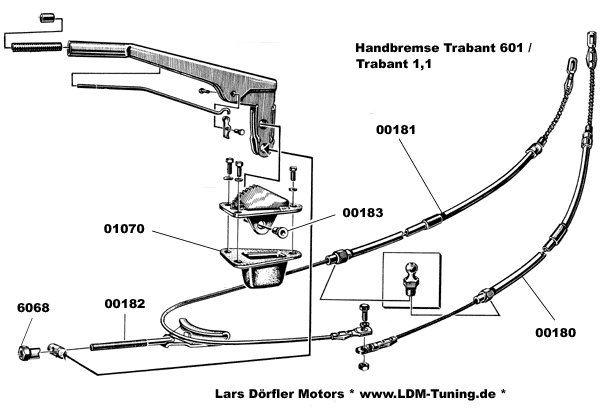 Handbremsseil lang ( rechte Seite ) in Trabant 601 > Ersatzteile > Bremsen  > Bremse hinten