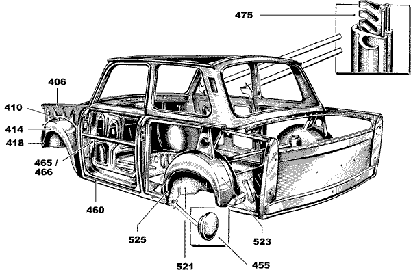 Motorraum Seitenteil rechts entspricht Teil Nr. 406