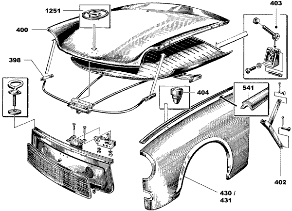 Aluminium joint for engine bonnet, complete is number 403