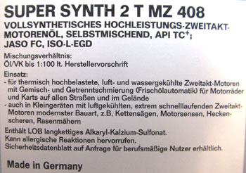 Bild vom Artikel ADDINOL SUPER SYNTH 2T, vollsynthetisches 2-Takt Motorenöl, 1L, MZ 408