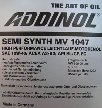 picture of article ADDINOL 4 stroke motor oil  SAE 10W-40, 1 litre