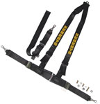 picture of article 3-point static harness belt, black, left side