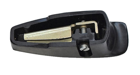 Picture: Detail view of the Bakelit Inner door handle, right side with mounting metal.