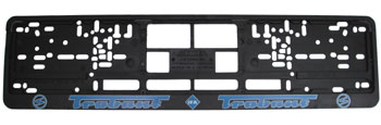 Bild vom Artikel Nummernschildträger, Trabant-Schriftzug und Logo, schwarz/blau