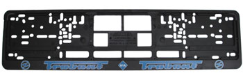 picture of article Number plate holder with printed trademark black/blue