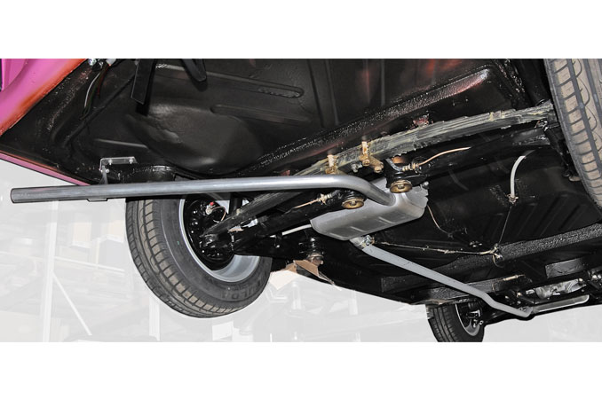 Picture: Trabi after muffler for example at one of our customers restoring cars.
<br>The picture only dispaly the mounting position. All other parts except the muffler itself are not part of this offer!
