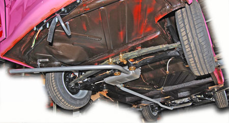 Example mounted exhaust at the restauration project Trabant Cabrio