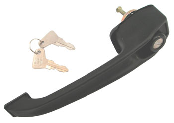 picture of article Outer door handle, left side, PVC black, complete with look and key