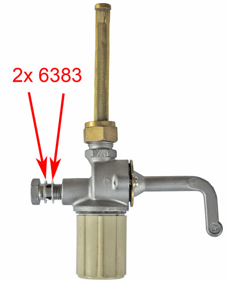 Detail to the mounting position of the Aluminium sealing ring at the fuel cock . The picture is only for illustrating, other parts or components are not part of this offer!