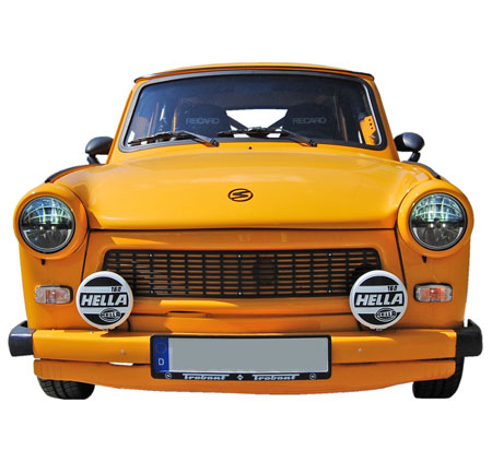 montierte LED Scheinwerfer am Trabant 601