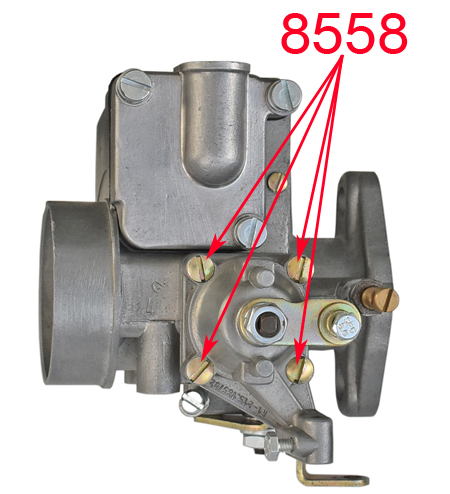 Picture: Mounted screw set for starter carburettor, for example at one of our customers restoring carburettors.
<br>The picture only dispaly the mounting position. All other parts except the screws for starter carburettor itself are not part of this offer!