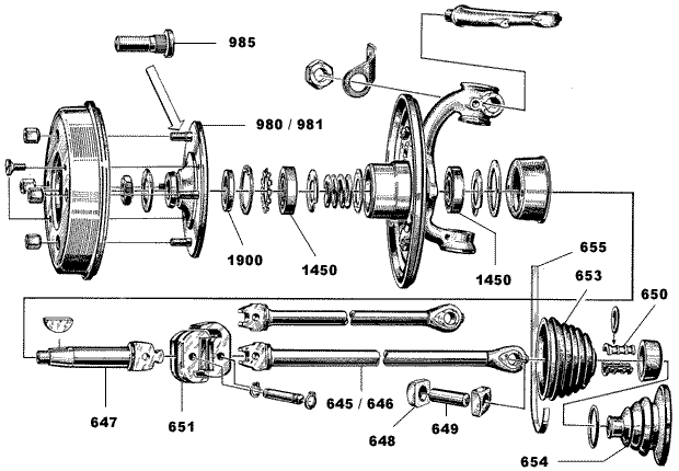 Wheel hub final drive/rear axle, conical is number 980