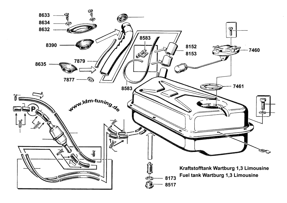 Sealing ring for fuel tank plug, single Part is presented at the exploded drawing with to order number 8173.