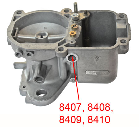 Picture: Detail of the mounting place at the carburettor BVF 40F, Carburettor idler jet mounted at the middle case.