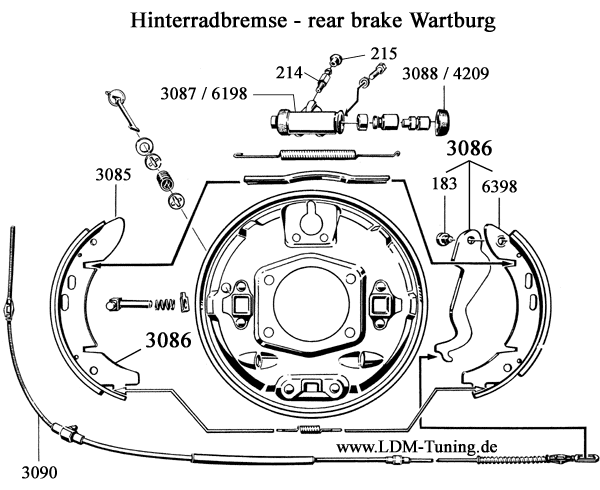 Hand brake lever left, brake shoe is number 7874